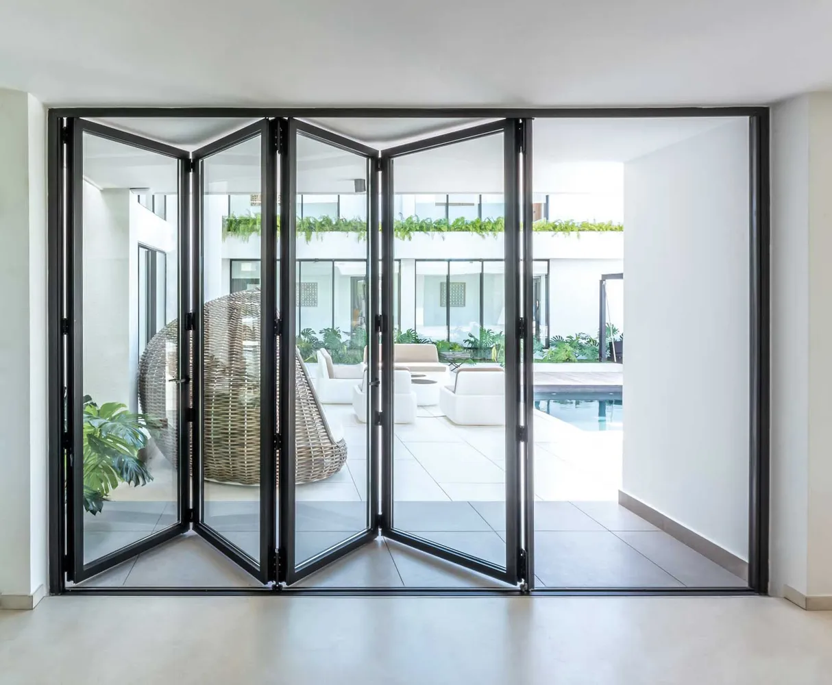 black bifold door